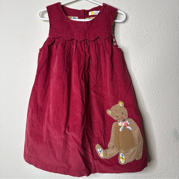 Baby Boden Red Corduroy Dress with Bear Appliqué - Picture 2 of 9
